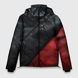 Куртка зимняя мужская Черно - красная кожа, цвет: 3D-светло-серый
