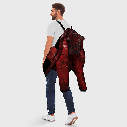Мужская зимняя куртка Текстура красная кожа / 3D-Черный – фото 5