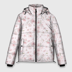 Мужская зимняя куртка Акварельный паттерн цветов сакуры