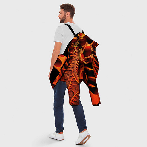 Мужская зимняя куртка Объемная оранжевая абстракция / 3D-Черный – фото 5