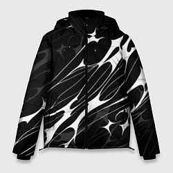 Куртка зимняя мужская Белые абстрактные полосы, цвет: 3D-черный