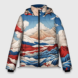 Куртка зимняя мужская Японский ретро пейзаж, цвет: 3D-красный