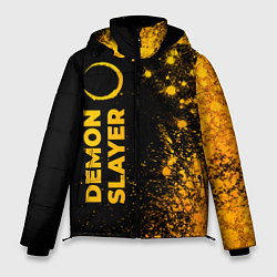 Куртка зимняя мужская Demon Slayer - gold gradient: по-вертикали, цвет: 3D-черный