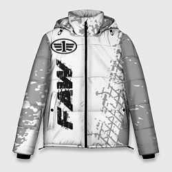 Куртка зимняя мужская FAW speed на светлом фоне со следами шин: по-верти, цвет: 3D-черный
