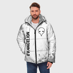 Куртка зимняя мужская Evangelion glitch на светлом фоне: надпись, символ, цвет: 3D-черный — фото 2