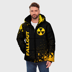 Куртка зимняя мужская Fallout - gold gradient: надпись, символ, цвет: 3D-черный — фото 2