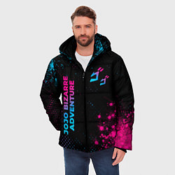 Куртка зимняя мужская JoJo Bizarre Adventure - neon gradient: надпись, с, цвет: 3D-черный — фото 2