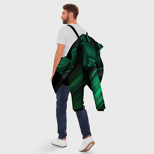 Мужская зимняя куртка Black green abstract / 3D-Черный – фото 5