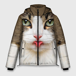 Куртка зимняя мужская Кошка показывает язык, цвет: 3D-черный