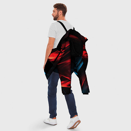 Мужская зимняя куртка Red black abstract / 3D-Черный – фото 5