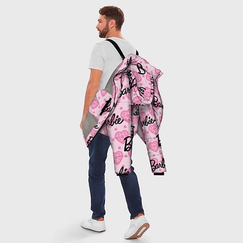 Мужская зимняя куртка Логотип Барби и розовое кружево / 3D-Светло-серый – фото 5