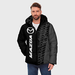Куртка зимняя мужская Mazda speed на темном фоне со следами шин: по-верт, цвет: 3D-черный — фото 2