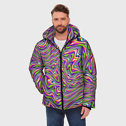 Куртка зимняя мужская В полоску триппи, цвет: 3D-светло-серый — фото 2