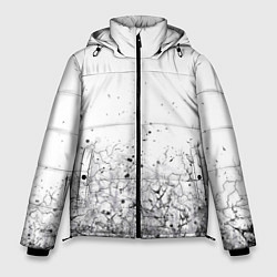 Куртка зимняя мужская Абстрактный геометрический фон с трещинами и брызг, цвет: 3D-черный