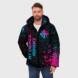 Куртка зимняя мужская My Chemical Romance - neon gradient: надпись, симв, цвет: 3D-черный — фото 2