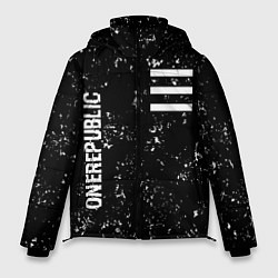 Куртка зимняя мужская OneRepublic glitch на темном фоне: надпись, символ, цвет: 3D-черный