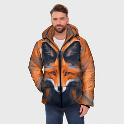 Куртка зимняя мужская Нарисованная огненная лиса, цвет: 3D-красный — фото 2
