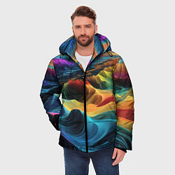 Куртка зимняя мужская Цифровая природа, цвет: 3D-красный — фото 2