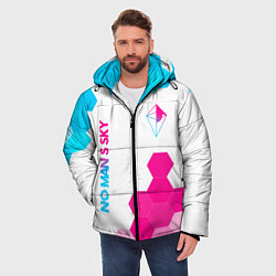 Куртка зимняя мужская No Mans Sky neon gradient style: надпись, символ, цвет: 3D-черный — фото 2
