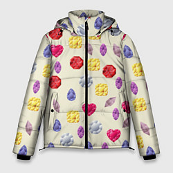 Куртка зимняя мужская Минералы и кристаллы, цвет: 3D-светло-серый