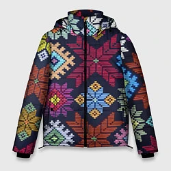 Куртка зимняя мужская Орнамент удмуртский, цвет: 3D-красный