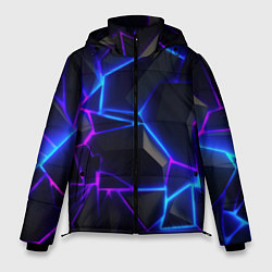 Куртка зимняя мужская Синий и фиолетовый неон, цвет: 3D-черный