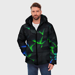 Куртка зимняя мужская Зеленые и синие плиты, цвет: 3D-светло-серый — фото 2