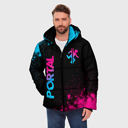 Куртка зимняя мужская Portal - neon gradient: надпись, символ, цвет: 3D-черный — фото 2