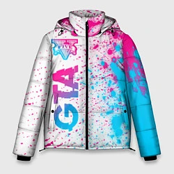 Куртка зимняя мужская GTA neon gradient style: по-вертикали, цвет: 3D-черный