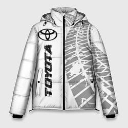 Куртка зимняя мужская Toyota speed на светлом фоне со следами шин: по-ве, цвет: 3D-черный