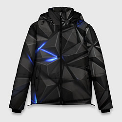 Куртка зимняя мужская Неоновое синее свечение на черном, цвет: 3D-светло-серый