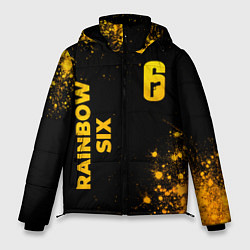 Куртка зимняя мужская Rainbow Six - gold gradient: надпись, символ, цвет: 3D-черный