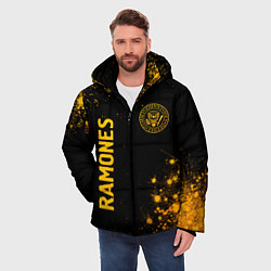 Куртка зимняя мужская Ramones - gold gradient: надпись, символ, цвет: 3D-черный — фото 2