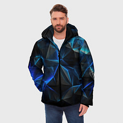 Куртка зимняя мужская Blue abstract ice, цвет: 3D-светло-серый — фото 2