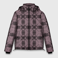 Куртка зимняя мужская Ажурный коричнево - черный узор, цвет: 3D-черный