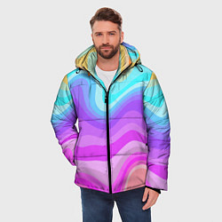 Куртка зимняя мужская Неоновая разноцветная волна, цвет: 3D-черный — фото 2