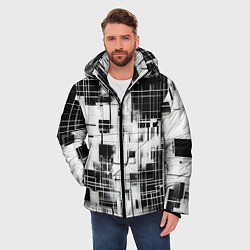 Куртка зимняя мужская Кибер Сетка гранж, цвет: 3D-черный — фото 2
