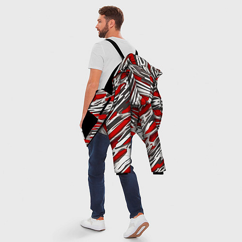 Мужская зимняя куртка Красные полосы за субстанцией / 3D-Черный – фото 5