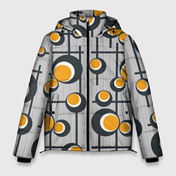 Куртка зимняя мужская Абстракция из кругов и линий, цвет: 3D-светло-серый