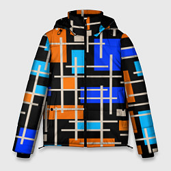 Куртка зимняя мужская Разноцветная прямоугольная абстракция, цвет: 3D-красный