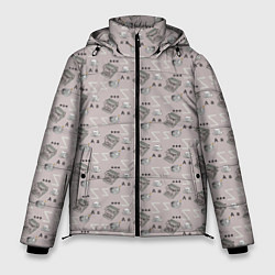 Куртка зимняя мужская Литературный узор, цвет: 3D-черный