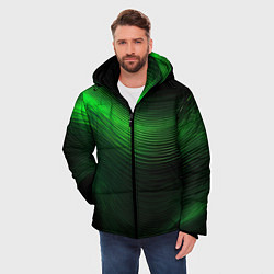 Куртка зимняя мужская Зеленое свечение абстракция, цвет: 3D-светло-серый — фото 2