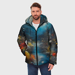 Куртка зимняя мужская Абстрактная живопись в стиле импрессионизма, цвет: 3D-светло-серый — фото 2