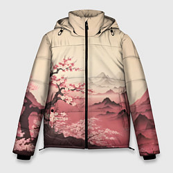 Куртка зимняя мужская Сакура в горах, цвет: 3D-светло-серый