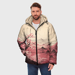 Куртка зимняя мужская Сакура в горах, цвет: 3D-светло-серый — фото 2