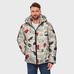 Куртка зимняя мужская Флоральная абстракция с пятнами, цвет: 3D-черный — фото 2