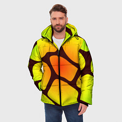 Куртка зимняя мужская Коричневая сеть с цветными пятнами, цвет: 3D-черный — фото 2