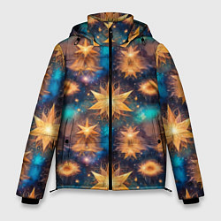 Куртка зимняя мужская Фантастические звезды узор, цвет: 3D-черный