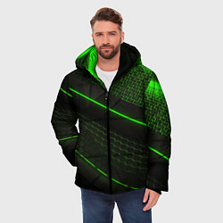 Куртка зимняя мужская Зеленая абстракция со светом, цвет: 3D-красный — фото 2