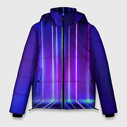 Куртка зимняя мужская Neon glow - vaporwave - strips, цвет: 3D-красный
